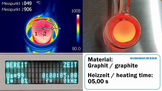 Möglichkeiten der #Induktion: Erwärmen von Graphit |Possibilities of induction: heating of graphite.